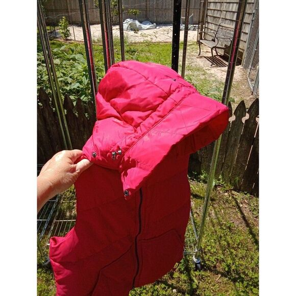 Hooded Coach Puffer Vest Red Size S/P - Picture 7 of 8